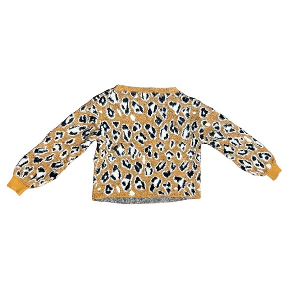 River Island Leopard Animal Print Fuzzy Knit Cropped Mock Neck Jumper Sweater - Picture 4 of 9